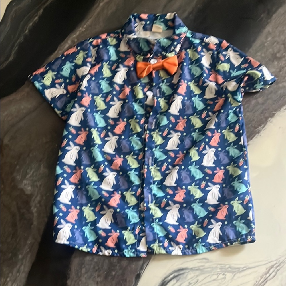 Kids Colorful Animal Print Shirt with Bow Tie